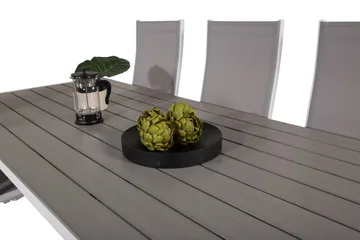 Buitepos Spisegruppe + 6 Dusternbrook Karmstoler - Polywood/Hvit - Hagemøbler & utemiljø - Hagegruppe - Spisegrupper hage