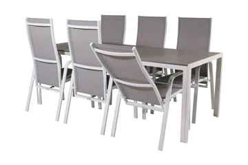 Buitepos Spisegruppe + 6 Dusternbrook Karmstoler - Polywood/Hvit - Hagemøbler & utemiljø - Hagegruppe - Spisegrupper hage