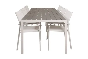 Buitepos Spisegruppe + 6 Langstrand Karmstoler - Polywood/Hvit - Hagemøbler & utemiljø - Hagegruppe - Spisegrupper hage