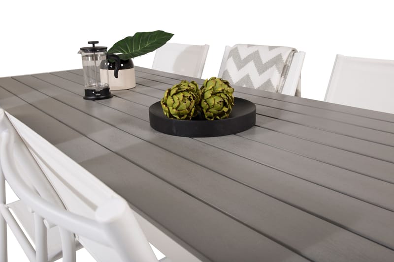 Buitepos Spisegruppe + 6 Langstrand Karmstoler - Polywood/Hvit - Hagemøbler & utemiljø - Hagegruppe - Spisegrupper hage