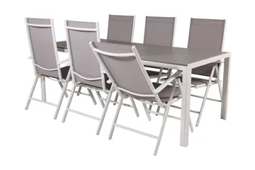 Buitepos Spisegruppe + 6 posisjonsstoler - Polywood/Hvit - Hagemøbler & utemiljø - Hagegruppe - Spisegrupper hage
