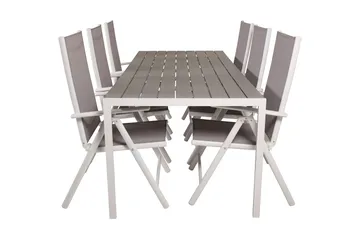 Buitepos Spisegruppe + 6 posisjonsstoler - Polywood/Hvit - Hagemøbler & utemiljø - Hagegruppe - Spisegrupper hage