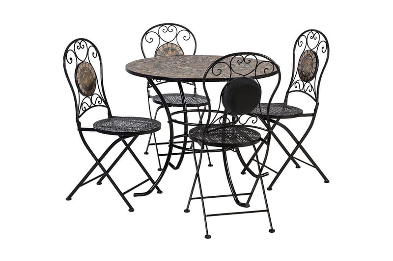 Cafesett MOSAIC bord og 4 stoler metall/svart - Spisegrupper hage