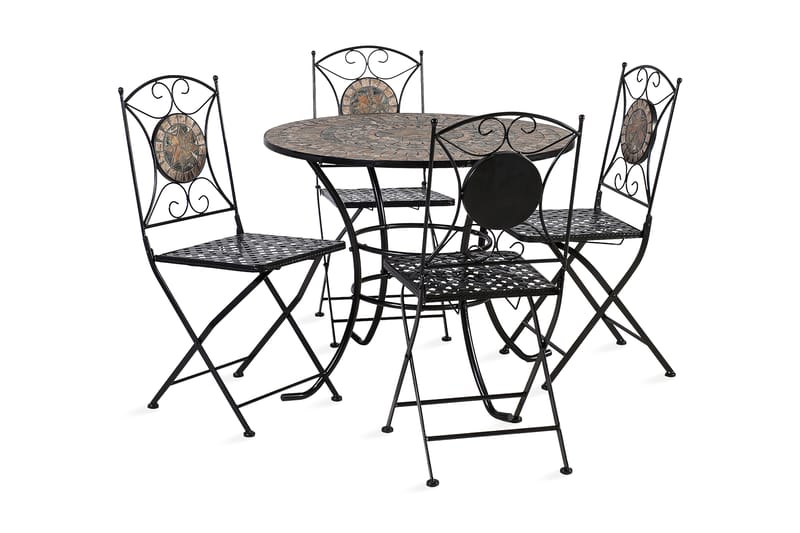 Cafesett MOSAIC bord og 4 stoler metall/svart - Spisegrupper hage