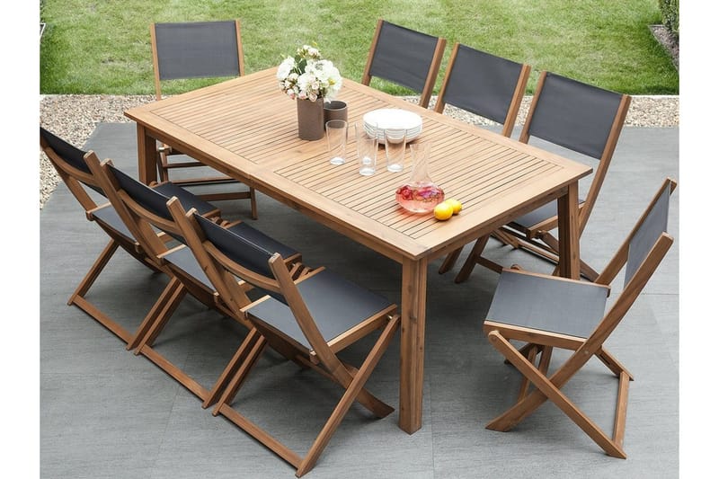 Cesana Hagemøbler Med Bord + 8 Stoler, Tre / Natur