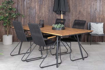 Chan Spisegruppe 200cm + 4 Bois Karmstoler - Svart/Brun - Hagemøbler & utemiljø - Hagegruppe - Spisegrupper hage