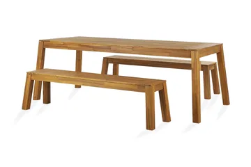 Coteto Spisegruppe 225 cm + 2 Benker - Akasie - Hagemøbler & utemiljø - Hagegruppe - Spisegrupper hage