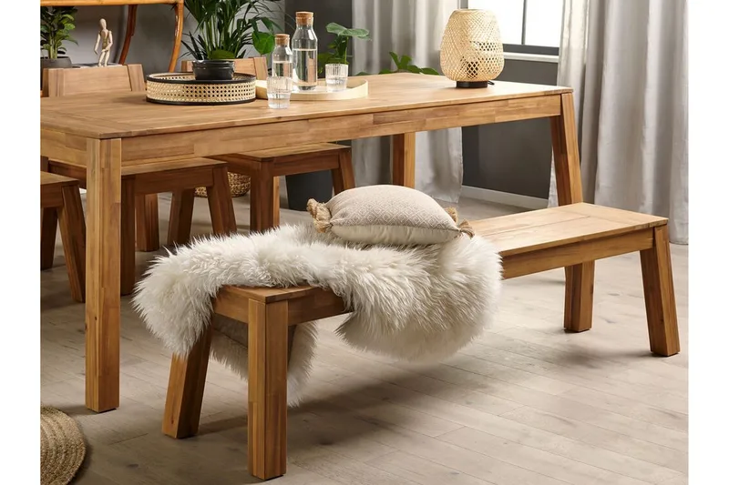 Coteto Spisegruppe 225 cm + 3 Stoler + Benk - Akasie - Hagemøbler & utemiljø - Hagegruppe - Spisegrupper hage