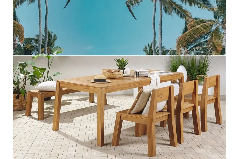 Coteto Spisegruppe 225 cm + 3 Stoler + Benk - Akasie - Hagemøbler & utemiljø - Hagegruppe - Spisegrupper hage
