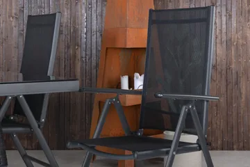 Dallas Spisegruppe 193cm + 4 Break Posisjonsstoler - Svart/Grå - Hagemøbler & utemiljø - Hagegruppe - Spisegrupper hage