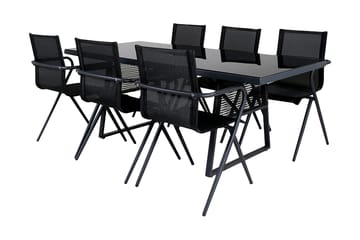 Dallas Spisegruppe 193cm + 6 Alina Spisestoler - Svart/Grå - Hagemøbler & utemiljø - Hagegruppe - Spisegrupper hage