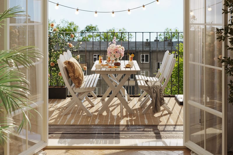 Delpino Cafésett 125 cm - Hvit - Hagemøbler & utemiljø - Hagegruppe - Spisegrupper hage