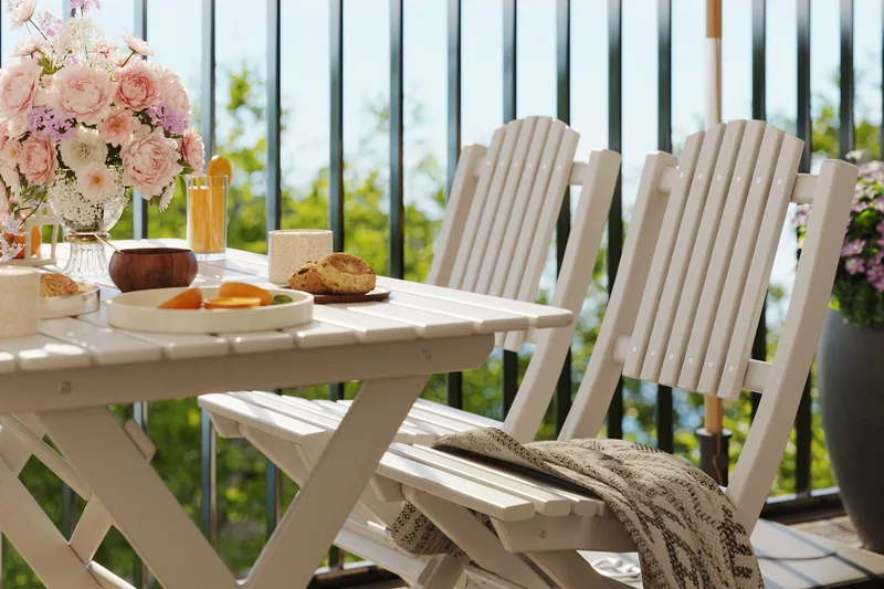 Delpino Cafésett 125 cm - Hvit - Hagemøbler & utemiljø - Hagegruppe - Spisegrupper hage