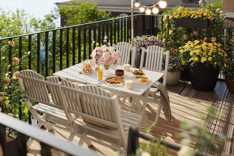 Delpino Cafésett 125 cm - Hvit - Hagemøbler & utemiljø - Hagegruppe - Spisegrupper hage