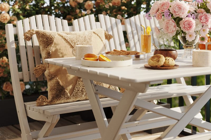 Delpino Cafésett 125 cm - Hvit - Hagemøbler & utemiljø - Hagegruppe - Spisegrupper hage