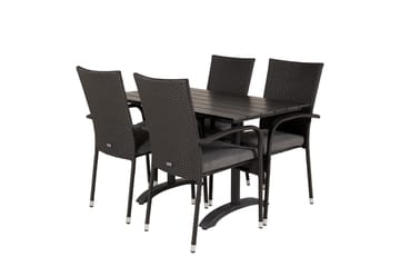 Denver Spisegruppe 120 cm + 4 Anna Karmstoler - Svart - Hagemøbler & utemiljø - Hagegruppe - Spisegrupper hage