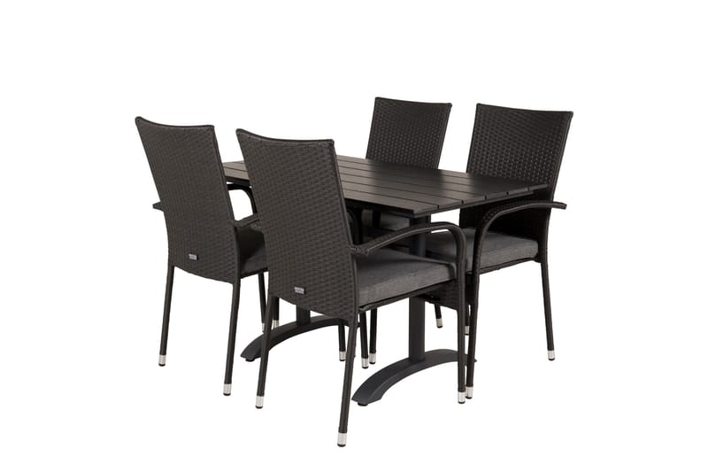 Denver Spisegruppe 120 cm + 4 Anna Karmstoler - Svart - Hagemøbler & utemiljø - Hagegruppe - Spisegrupper hage