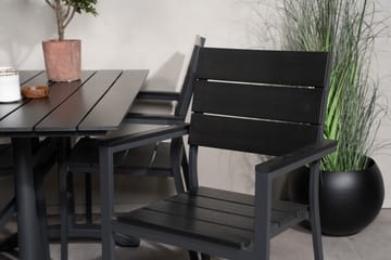 Denver Spisegruppe 120 cm + 4 Levels Spisestoler - Svart/Mørkegrå - Hagemøbler & utemiljø - Hagegruppe - Spisegrupper hage