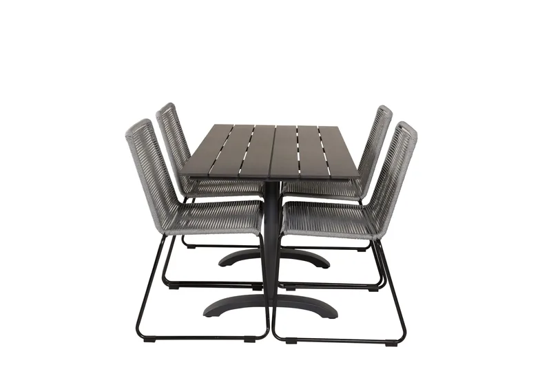 Denver Spisegruppe 120 cm + 4 Lindos Spisestoler, Svart