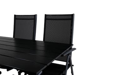 Denver Spisegruppe 120cm + 4 Break Posisjonsstoler Svart - Venture Home - Hagemøbler & utemiljø - Hagegruppe - Spisegrupper hage