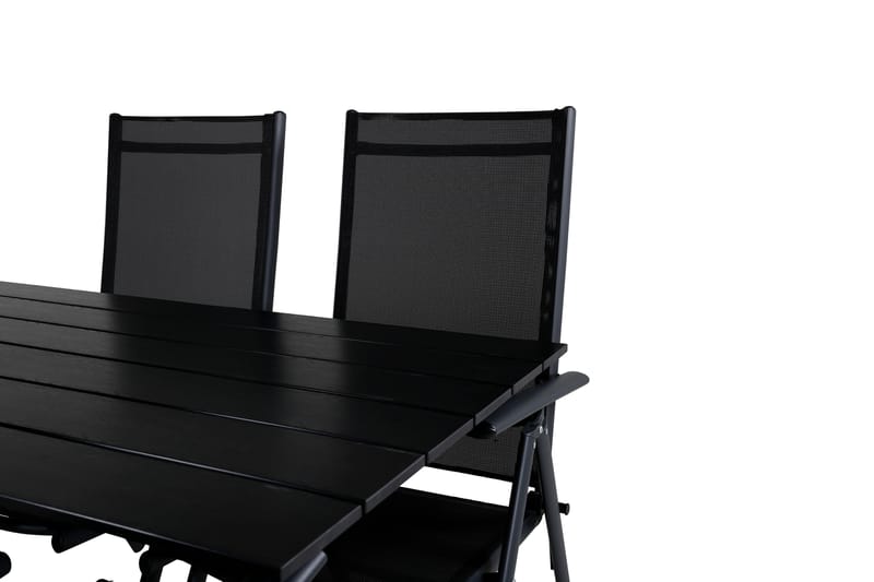 Denver Spisegruppe 120cm + 4 Break Posisjonsstoler Svart - Venture Home - Hagemøbler & utemiljø - Hagegruppe - Spisegrupper hage