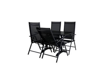 Denver Spisegruppe 120cm + 4 Break Posisjonsstoler Svart - Venture Home - Hagemøbler & utemiljø - Hagegruppe - Spisegrupper hage