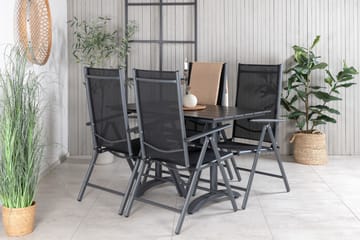 Denver Spisegruppe 120cm + 4 Break Posisjonsstoler Svart - Venture Home - Hagemøbler & utemiljø - Hagegruppe - Spisegrupper hage