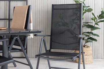 Denver Spisegruppe 120cm + 4 Break Posisjonsstoler Svart - Venture Home - Hagemøbler & utemiljø - Hagegruppe - Spisegrupper hage