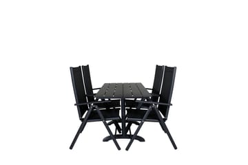 Denver Spisegruppe 120cm + 4 Break Posisjonsstoler Svart - Venture Home - Hagemøbler & utemiljø - Hagegruppe - Spisegrupper hage