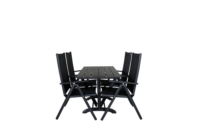 Denver Spisegruppe 120cm + 4 Break Posisjonsstoler Svart - Venture Home - Hagemøbler & utemiljø - Hagegruppe - Spisegrupper hage