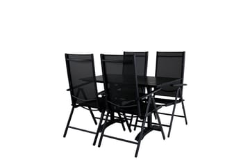Denver Spisegruppe 120cm + 4 Break Posisjonsstoler Svart - Venture Home - Hagemøbler & utemiljø - Hagegruppe - Spisegrupper hage