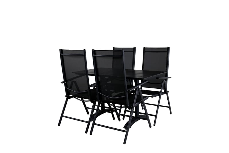 Denver Spisegruppe 120cm + 4 Break Posisjonsstoler Svart - Venture Home - Hagemøbler & utemiljø - Hagegruppe - Spisegrupper hage