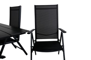 Denver Spisegruppe 120cm + 4 Break Posisjonsstoler Svart - Venture Home - Hagemøbler & utemiljø - Hagegruppe - Spisegrupper hage