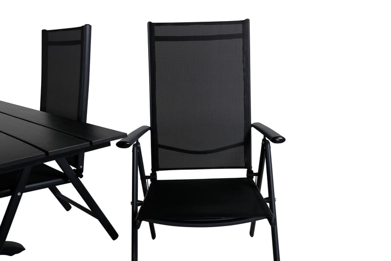 Denver Spisegruppe 120cm + 4 Break Posisjonsstoler Svart - Venture Home - Hagemøbler & utemiljø - Hagegruppe - Spisegrupper hage