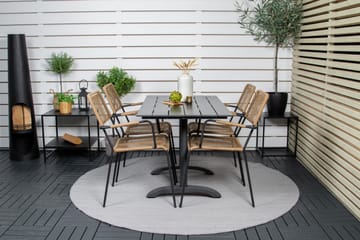 Denver Spisegruppe 120cm + 4 Lindos Karmstoler Svart - Venture Home - Hagemøbler & utemiljø - Hagegruppe - Spisegrupper hage