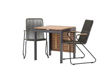 Diego Spisegruppe 70 cm + 2 Bois Karmstoler - Svart/Brun - Hagemøbler & utemiljø - Hagegruppe - Spisegrupper hage
