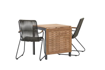 Diego Spisegruppe 70 cm + 2 Bois Karmstoler - Svart/Brun - Hagemøbler & utemiljø - Hagegruppe - Spisegrupper hage