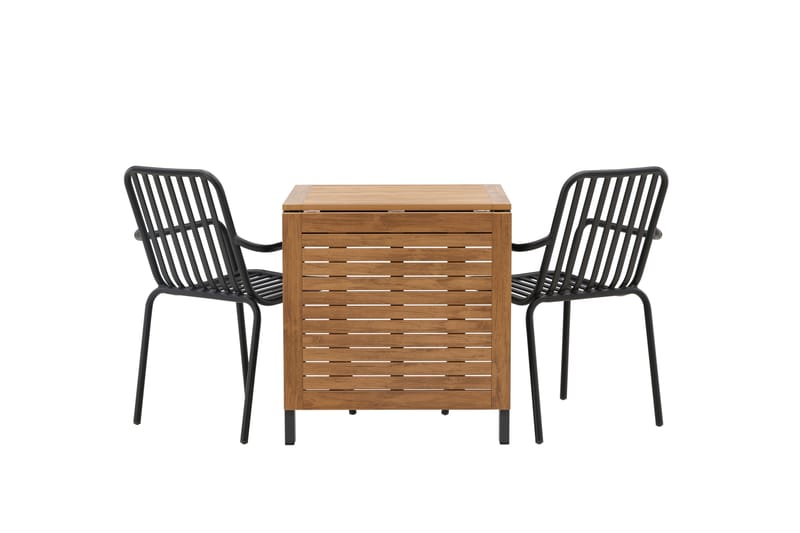 Diego Spisegruppe 70 cm + 2 Peking Karmstoler - Svart/Brun - Hagemøbler & utemiljø - Hagegruppe - Spisegrupper hage