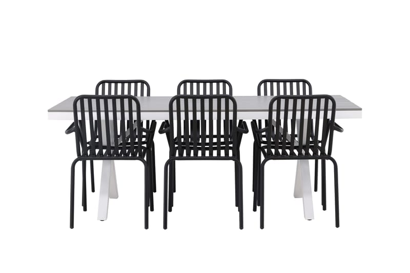 Garcia Spisegruppe 200 cm + 6 Peking Karmstoler - Svart/Grå - Hagemøbler & utemiljø - Hagegruppe - Spisegrupper hage