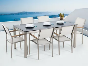 Grosseto Hagegruppe Med Bord + 6 Stoler - Svart - Hagemøbler & utemiljø - Hagegruppe - Spisegrupper hage