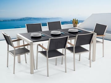 Grosseto Hagegruppe Med Bord + 6 Stoler - Svart - Hagemøbler & utemiljø - Hagegruppe - Spisegrupper hage
