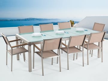 Grosseto Hagegruppe Med Bord + 8 Stoler - Beige - Hagemøbler & utemiljø - Hagegruppe - Spisegrupper hage