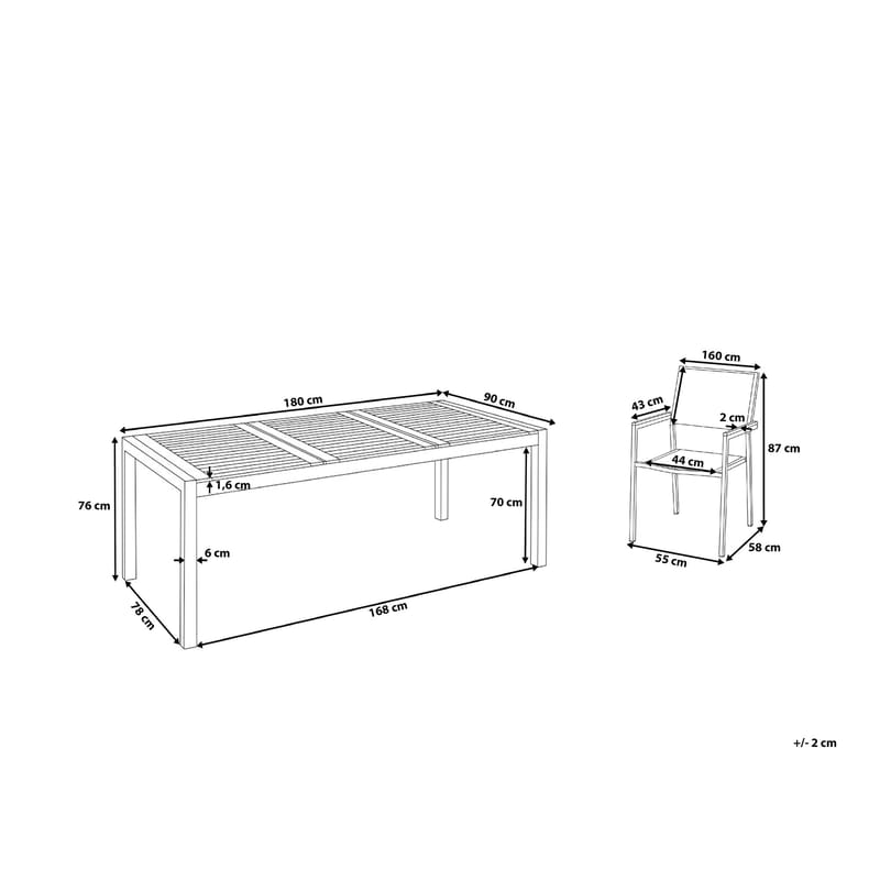 Grosseto Hagegruppe Med Bord + Stoler 6 stk - Grå - Hagemøbler & utemiljø - Hagegruppe - Spisegrupper hage