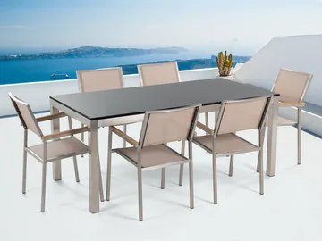 Grosseto Hagegruppe Med Bord + 6 Stoler - Beige - Hagemøbler & utemiljø - Hagegruppe - Spisegrupper hage