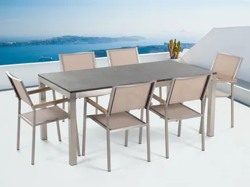 Grosseto Hagegruppe Med Bord + Stoler 6 stk - Beige - Hagemøbler & utemiljø - Hagegruppe - Spisegrupper hage