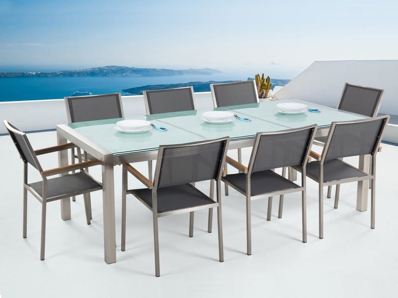 Hagegruppe Med Bord + 8 Grosseto Stoler - Grå - Hagemøbler & utemiljø - Hagegruppe - Spisegrupper hage