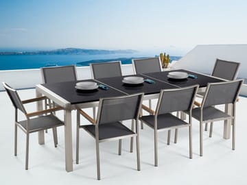 Hagegruppe Med Bord + 8 Grosseto Stoler - Svart - Hagemøbler & utemiljø - Hagegruppe - Spisegrupper hage