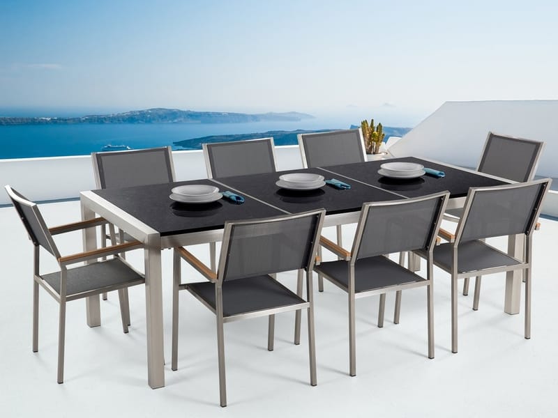 Hagegruppe Med Bord + 8 Grosseto Stoler - Svart - Hagemøbler & utemiljø - Hagegruppe - Spisegrupper hage