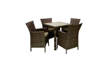 Hagegruppe WICKER bord og 4 stoler 73x73xH71 brun - Hagemøbler & utemiljø - Hagegruppe - Spisegrupper hage
