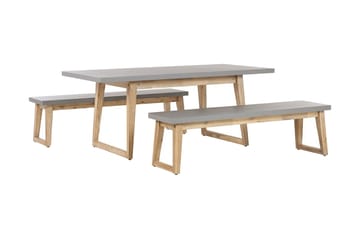 Hagemøbelsett av bord og 2 benker grå ORIA - Grå - Hagemøbler & utemiljø - Hagegruppe - Spisegrupper hage